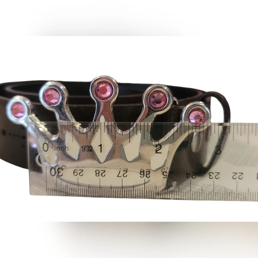 Tilt  adjustable Belt with Crown pink jeweled buckle
